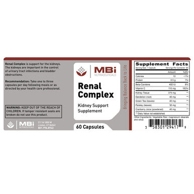MBi Nutraceuticals Renal Complex Glandular Tissue Concentrate 60 Capsules