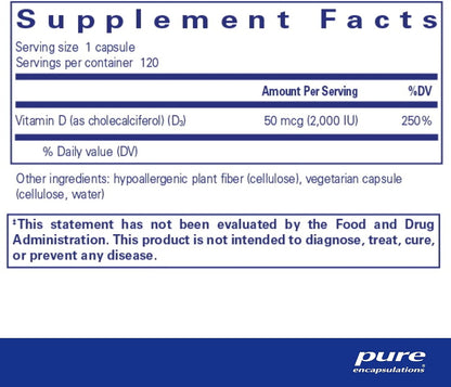 Pure Vitamin D3 120 caps (Vegan)