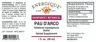 Energique PAU D' ARCO Rainforest Botanical 1 oz Herbal