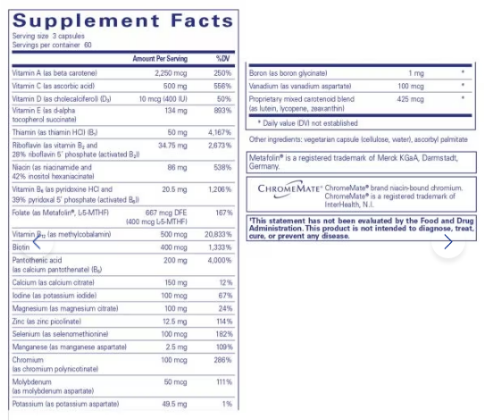 Nutrient 950 without Iron (180 caps)