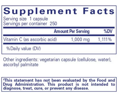 Ascorbic Acid 1000Mg (250 Caps)